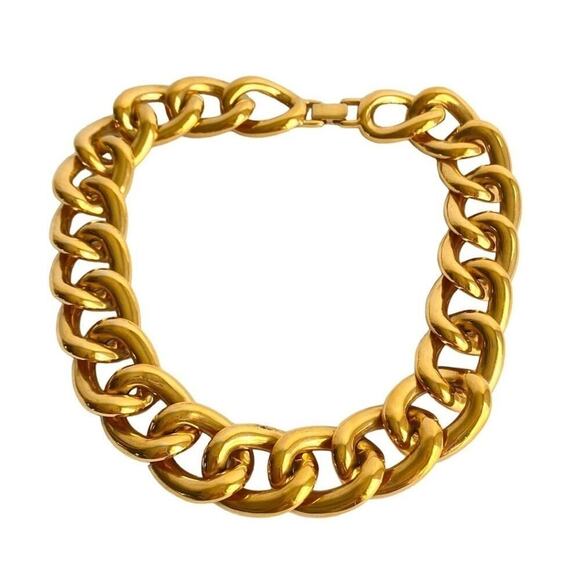 Vintage Napier Necklace Chunky Chain Link Gold Plated Mob Wife 16” Maximalist - Picture 1 of 9